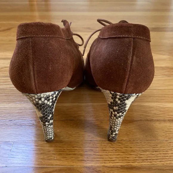 Dries Van Noten Brown Suede and Snakeskin Heel Shoe Boots - Very Chic! Size 40 - Picture 4 of 8